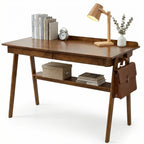 Solid Wood Writing Desk,Home Office Desk with 2 Drawers & Storage