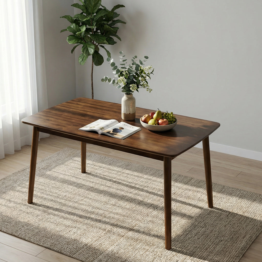 100% Solid Wood 47'' Rectangular Dining Table with Rounded Corners,Walnut