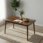 100% Solid Wood 47'' Rectangular Dining Table with Rounded Corners,Walnut