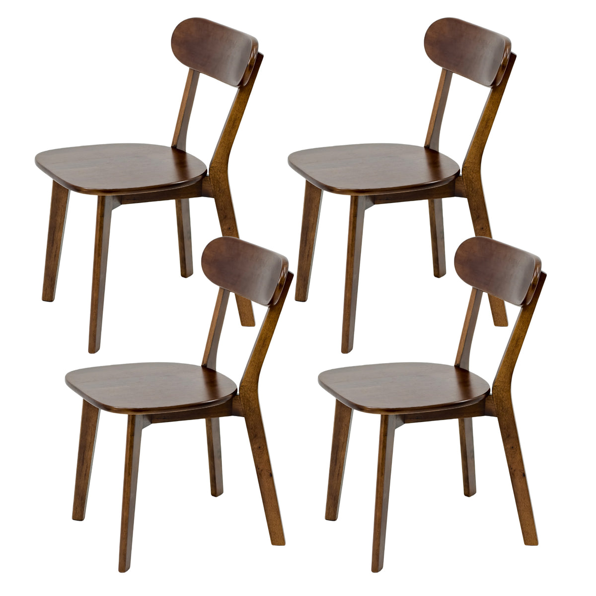 100% Natural Solid Wood Dining Chairs with Curved Backrest