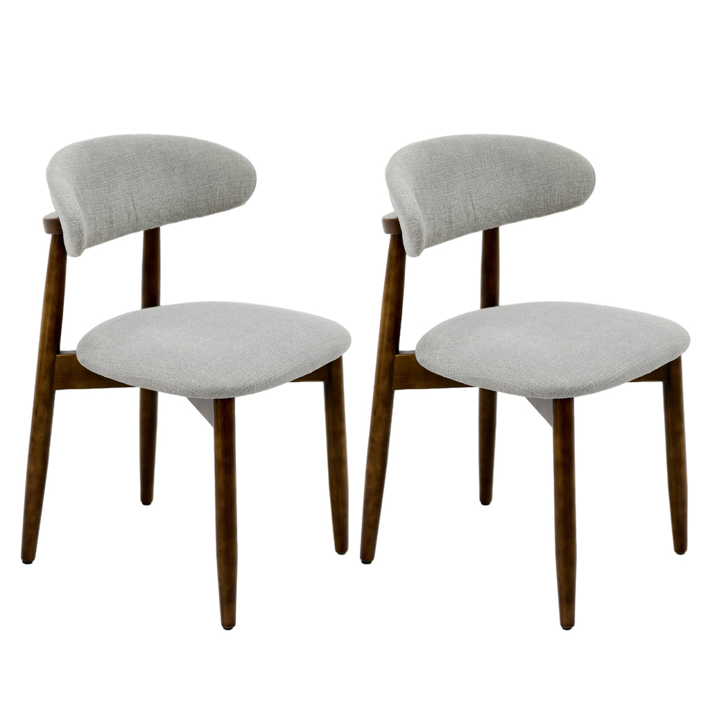100% Solid Wood Dining Chairs with Curved Backrest Upholstered