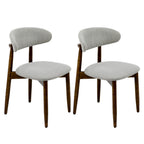 100% Solid Wood Dining Chairs with Curved Backrest Upholstered