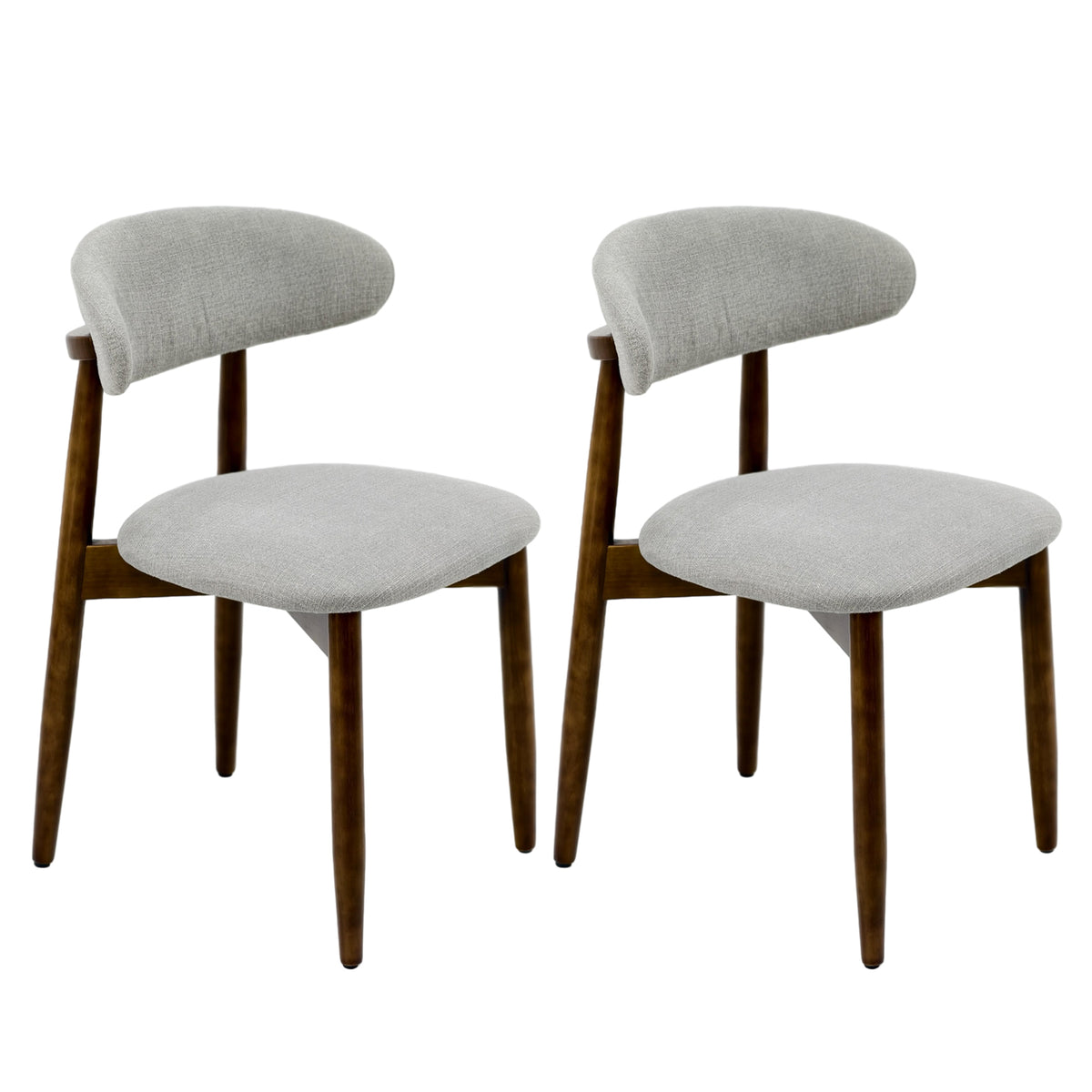 100% Solid Wood Dining Chairs with Curved Backrest Upholstered