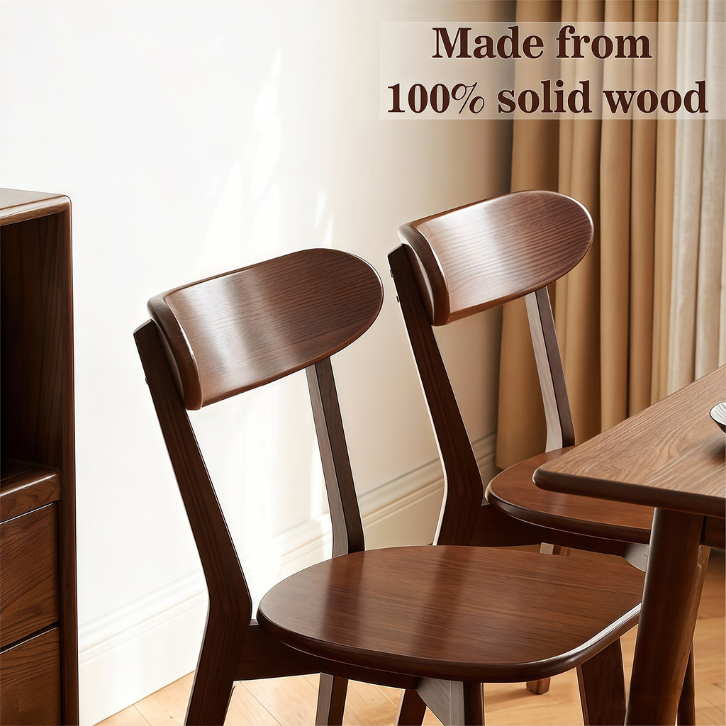 100% Natural Solid Wood Dining Chairs with Curved Backrest