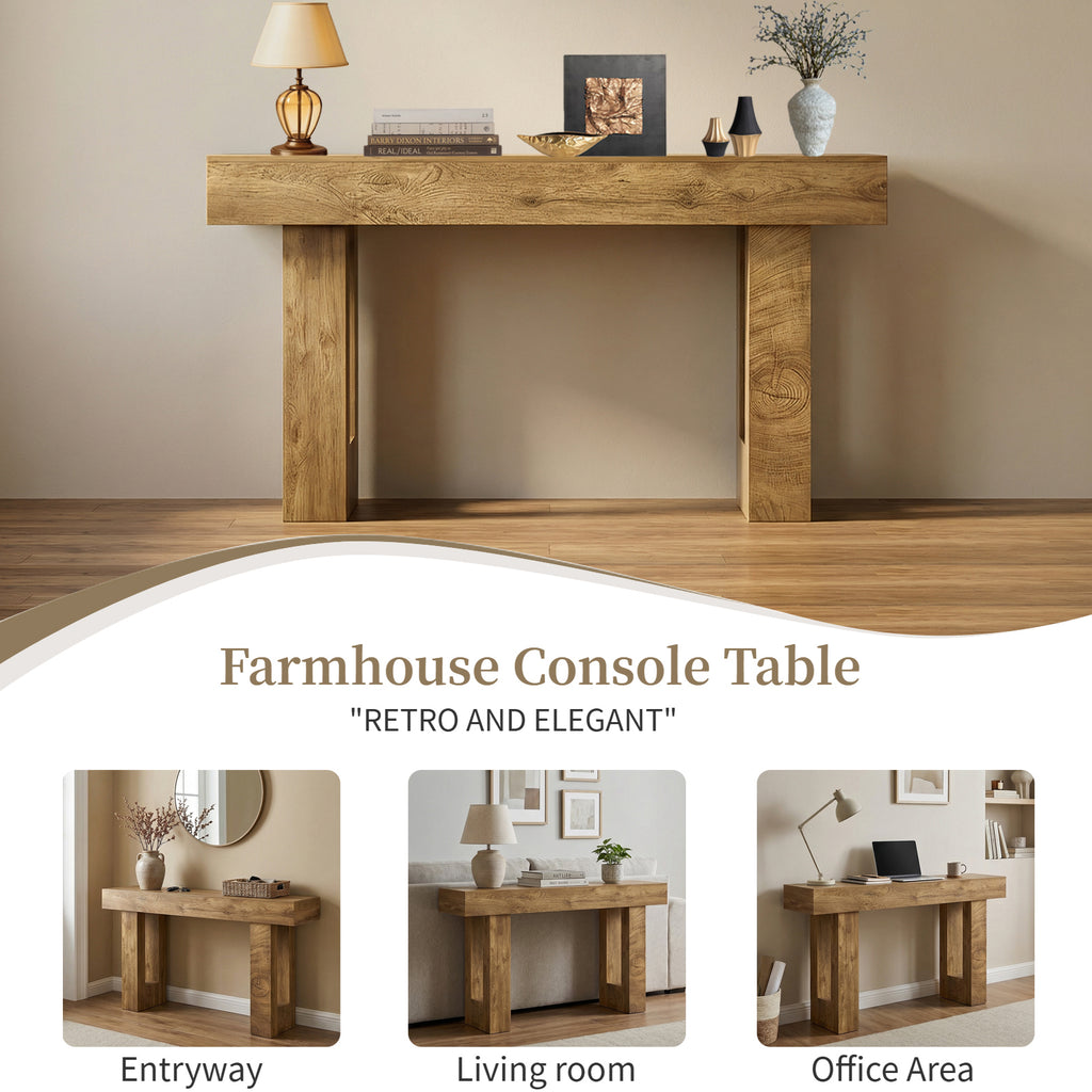 63'' Long Console Table, Farmhouse Entryway Table with Storage