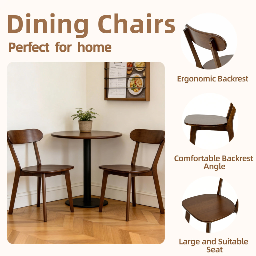 100% Natural Solid Wood Dining Chairs with Curved Backrest