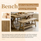 100% Solid Wood 2-Tier 43" Farmhouse Bench with Open Storage Shelf,Distressed Wood Color
