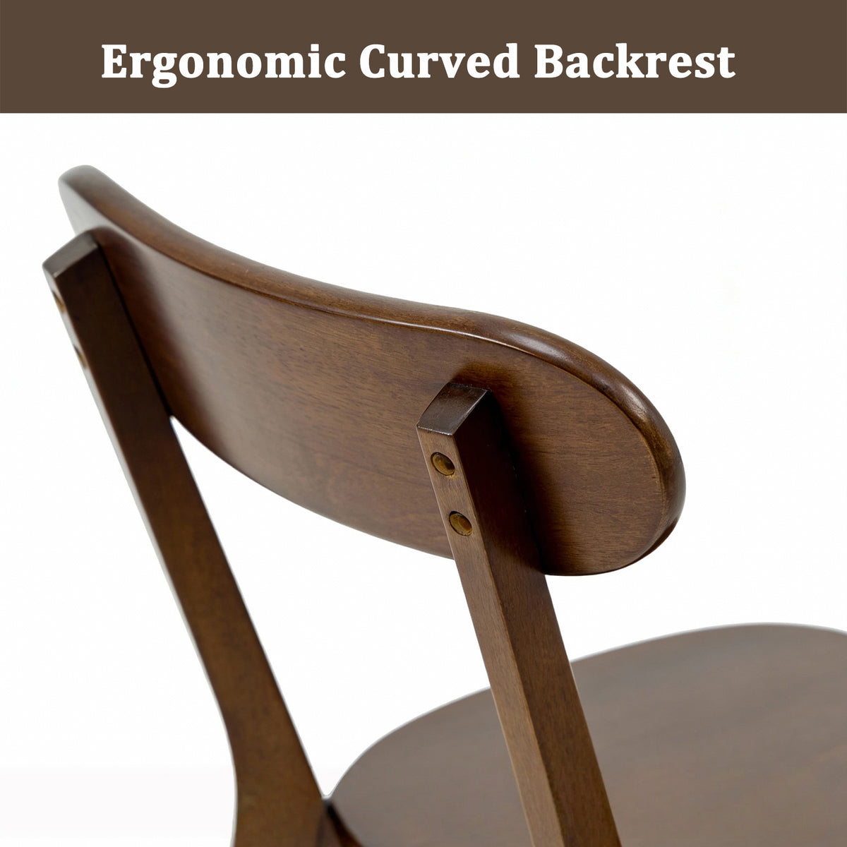 100% Natural Solid Wood Dining Chairs with Curved Backrest