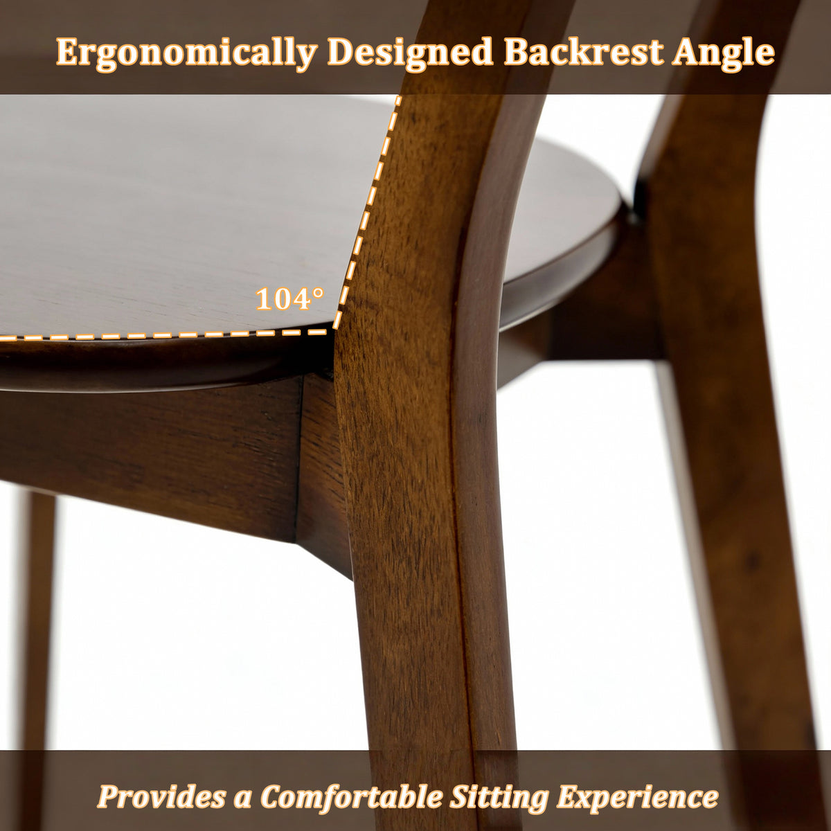 100% Natural Solid Wood Dining Chairs with Curved Backrest