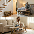 100% Solid Wood 2-Tier 43" Farmhouse Bench with Open Storage Shelf,Distressed Wood Color