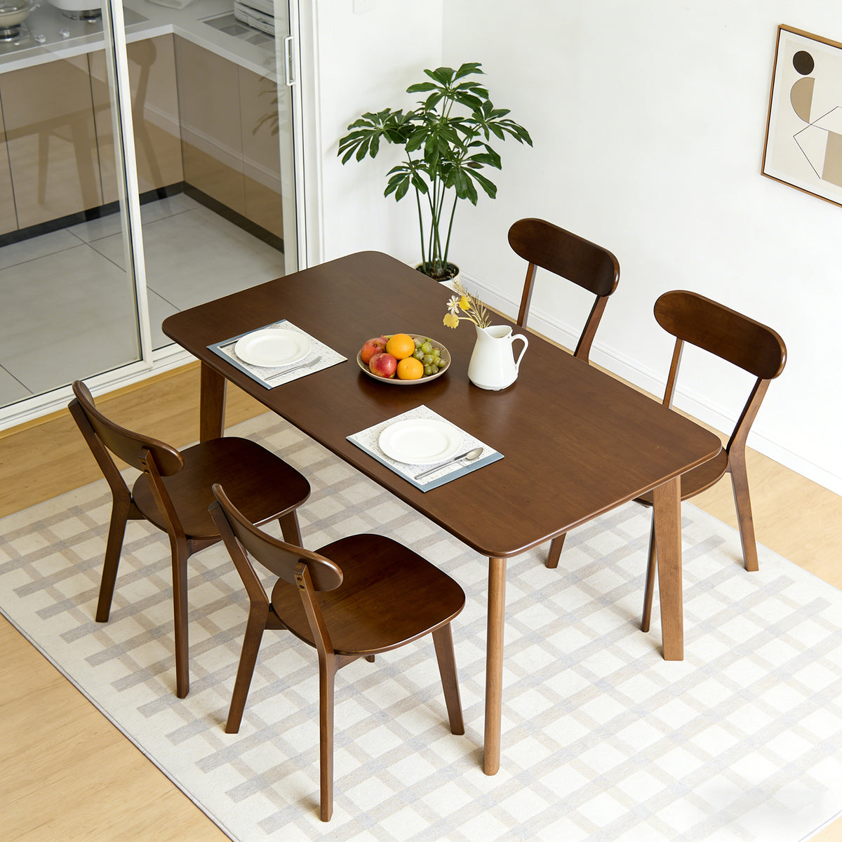 100% Natural Solid Wood Dining Chairs with Curved Backrest