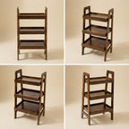 100% Solid Wood 3 Tier Ladder Bookshelf,Shelves with Open Storage,Walnut