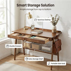 Solid Wood Writing Desk,Home Office Desk with 2 Drawers & Storage