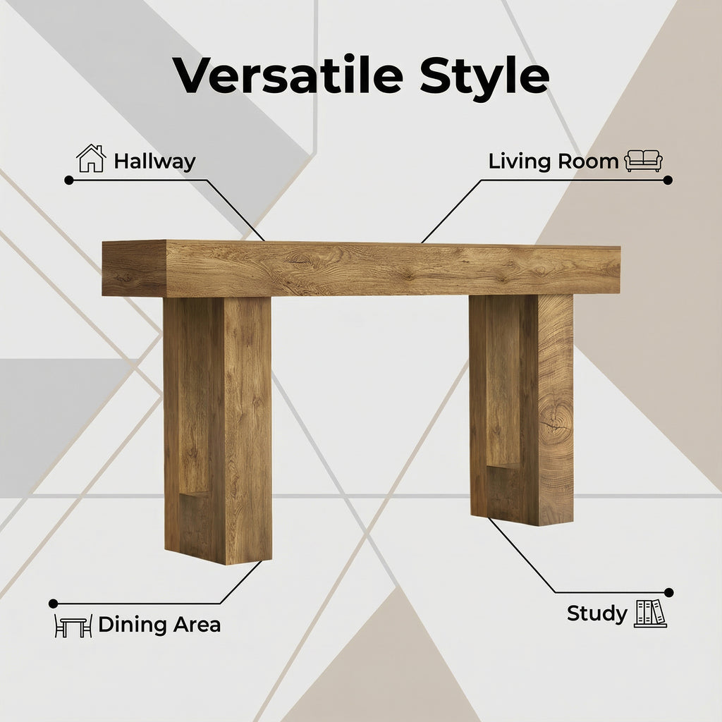 63'' Long Console Table, Farmhouse Entryway Table with Storage