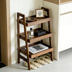 100% Solid Wood 3 Tier Ladder Bookshelf,Shelves with Open Storage,Walnut