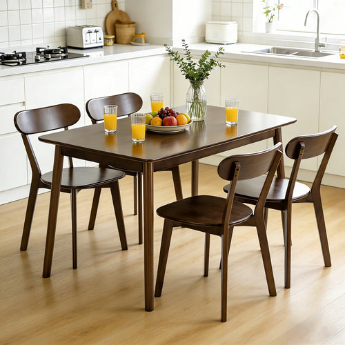 100% Solid Wood 47'' Rectangular Dining Table with Rounded Corners,Walnut