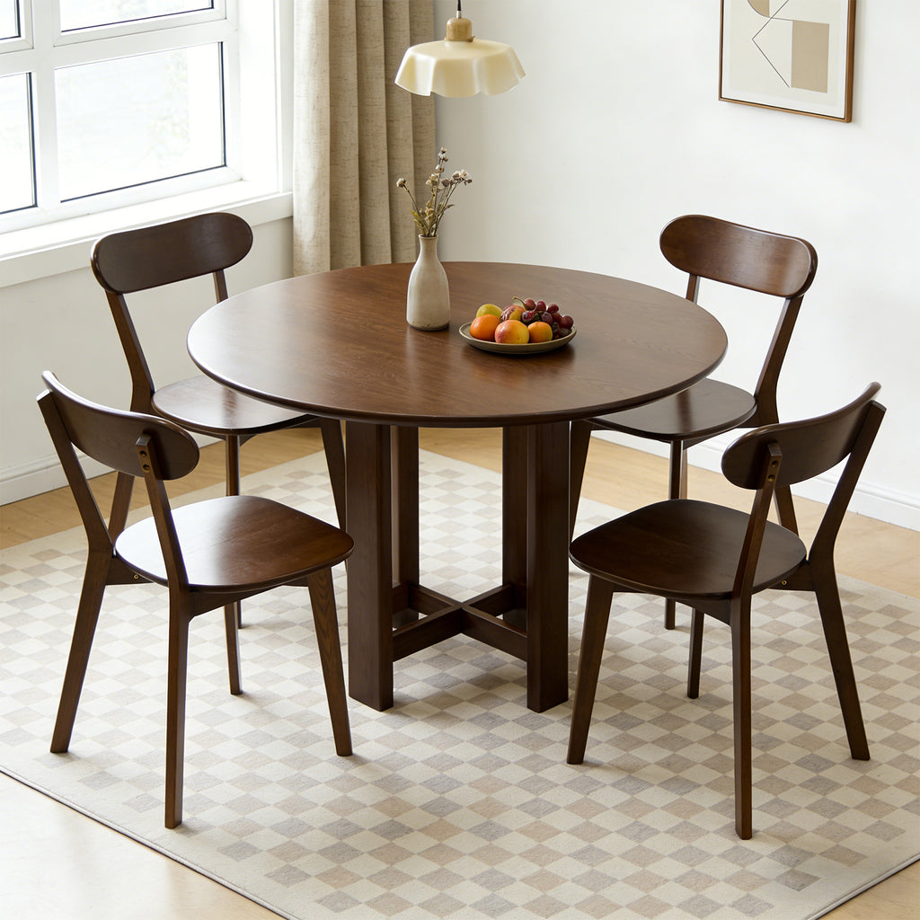 100% Natural Solid Wood Dining Chairs with Curved Backrest
