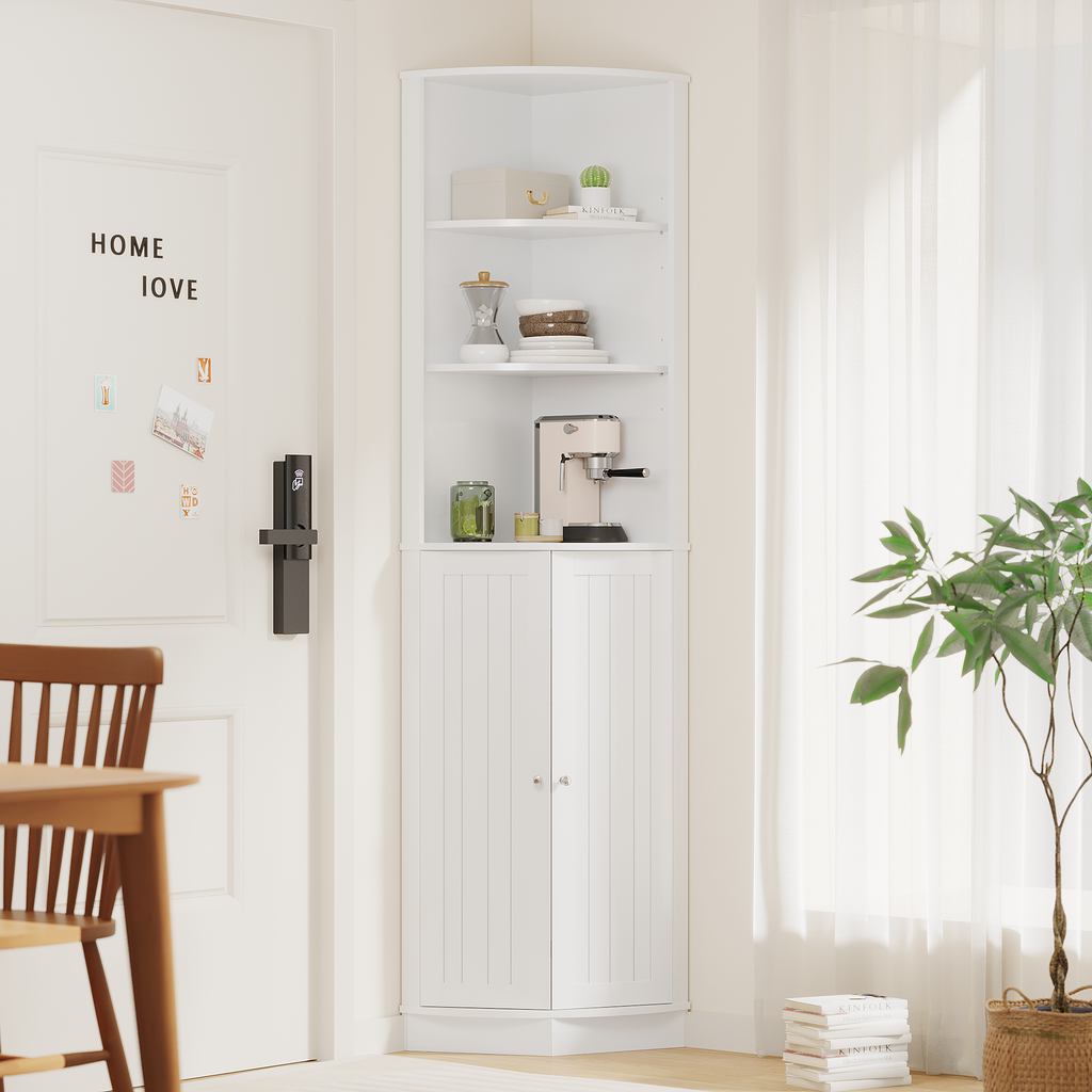 67" Tall Corner Cabinet with 2 Doors and Adjustable Shelves