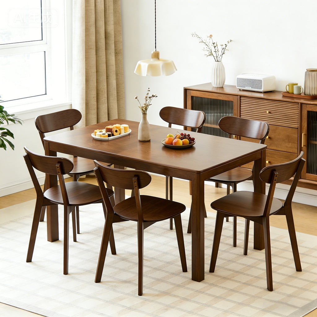 100% Natural Solid Wood Dining Chairs with Curved Backrest