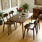 100% Solid Wood 47'' Rectangular Dining Table with Rounded Corners,Walnut