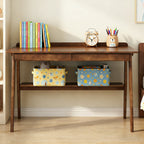 Solid Wood Writing Desk,Home Office Desk with 2 Drawers & Storage
