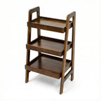 100% Solid Wood 3 Tier Ladder Bookshelf,Shelves with Open Storage,Walnut