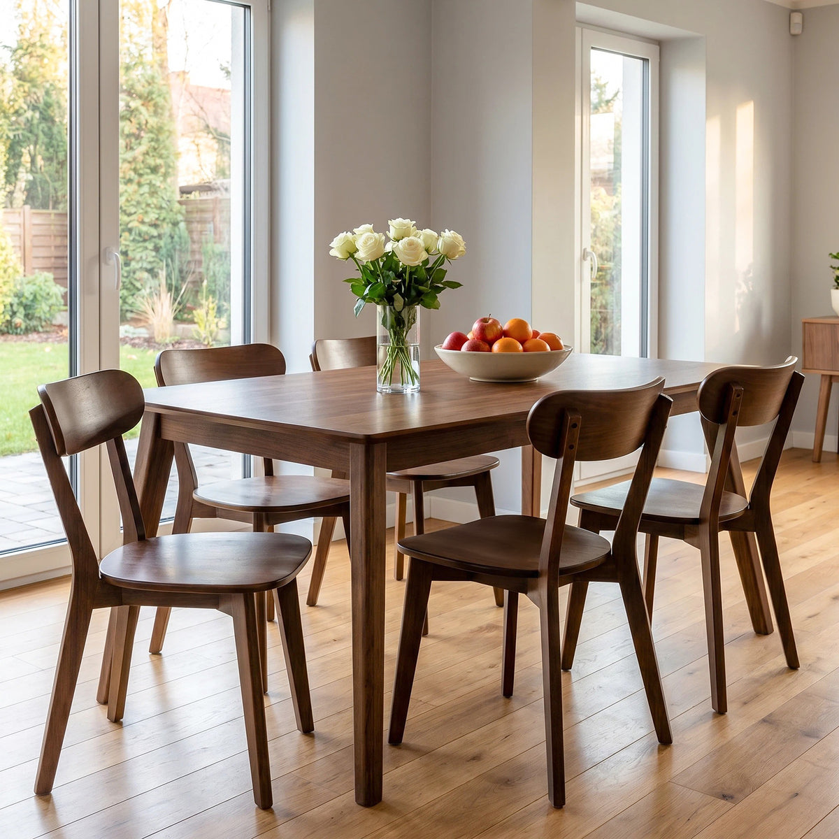 100% Natural Solid Wood Dining Chairs with Curved Backrest