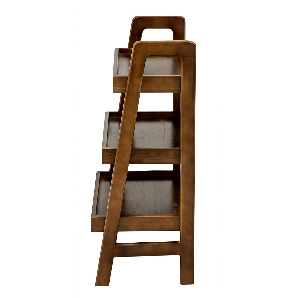 100% Solid Wood 3 Tier Ladder Bookshelf,Shelves with Open Storage,Walnut