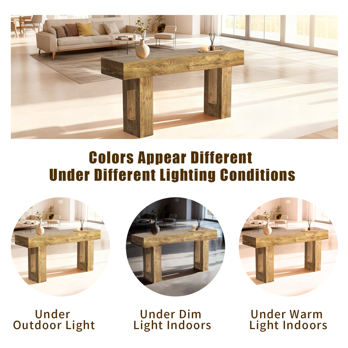 63'' Long Console Table, Farmhouse Entryway Table with Storage