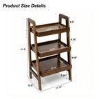 100% Solid Wood 3 Tier Ladder Bookshelf,Shelves with Open Storage,Walnut