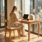 Solid Wood Desk with 2 Drawers,Home Office Desk for Small Spaces