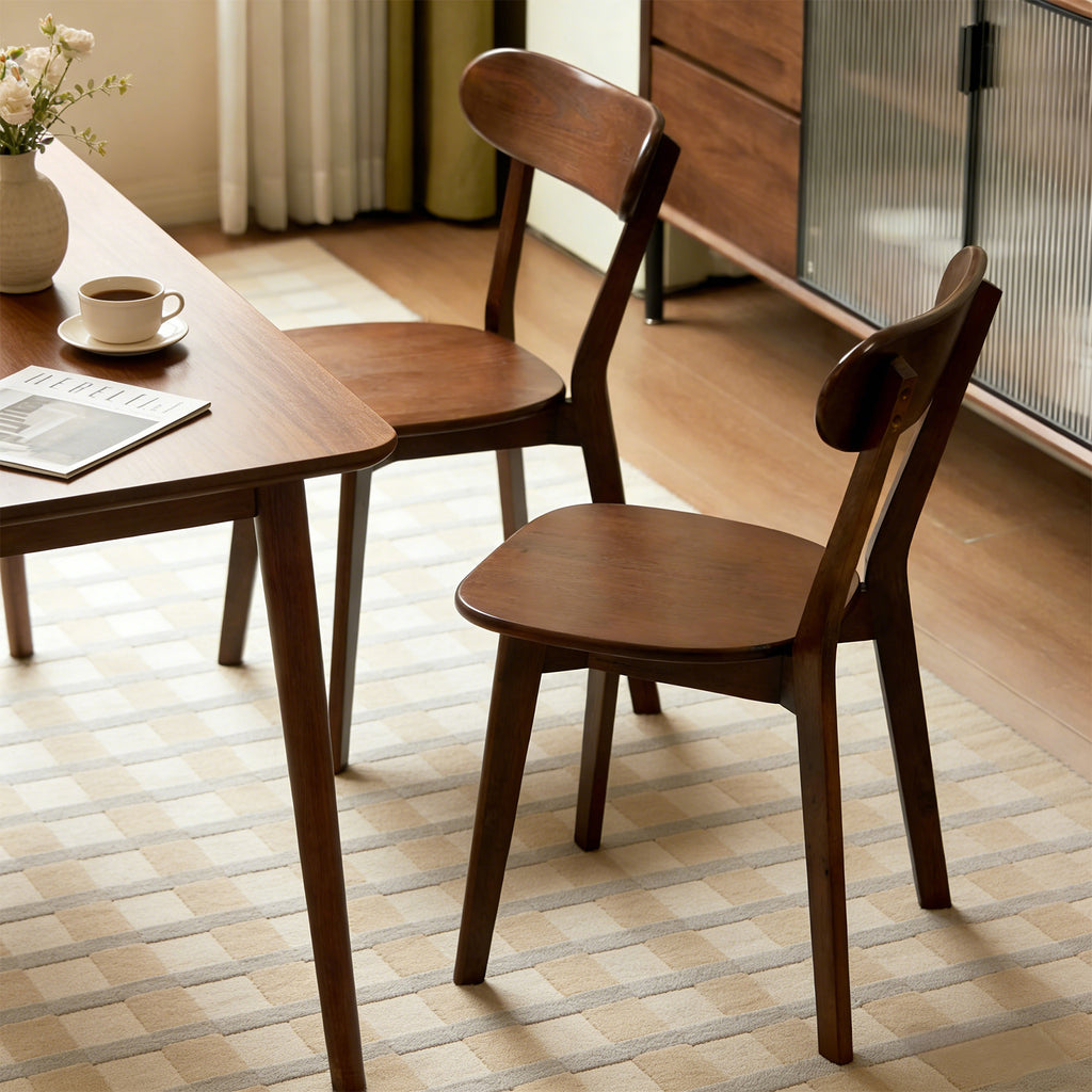 100% Natural Solid Wood Dining Chairs with Curved Backrest