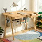 Solid Wood Writing Desk,Home Office Desk with 2 Drawers & Storage