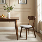 100% Solid Wood Dining Chairs with Curved Backrest Upholstered