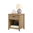 Wood Nightstand Bedside Table with Drawer and Open Shelf Storage, Brown