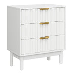 3 Drawer Dresser with Fluted Panel Design,Modern Endtable,White