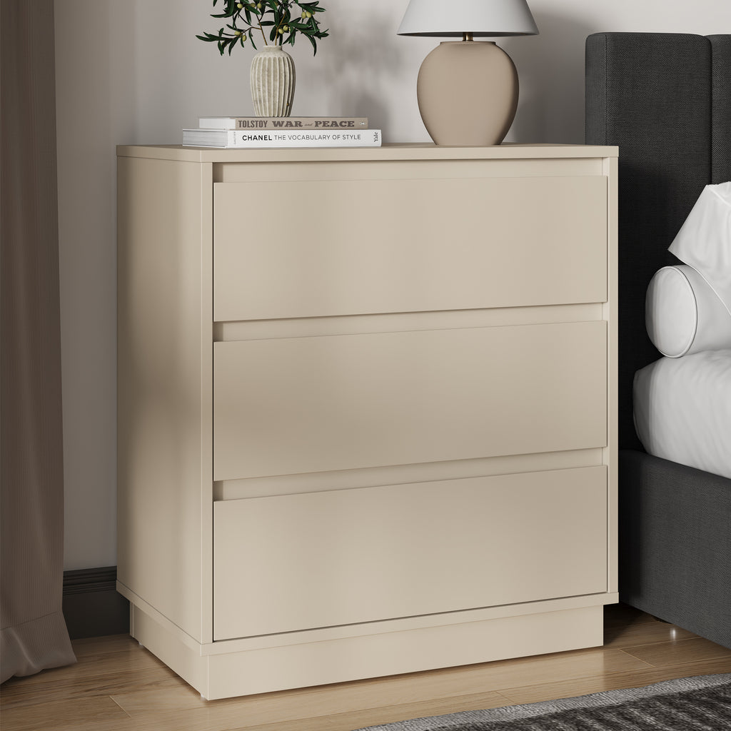 3 Drawer Dresser Set of 2,Modern Endtable,Beige