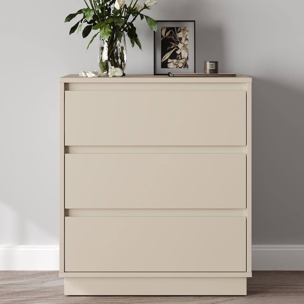 3 Drawer Dresser Set of 2,Modern Endtable,Beige