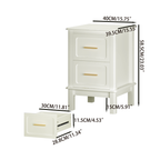 Modern Nightstand with 2 Drawers,Bedside Table with Gold Handles,Off White