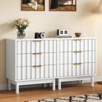 3 Drawer Dresser with Fluted Panel Design,Modern Endtable,White
