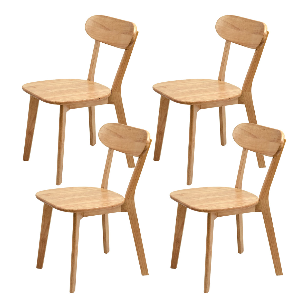 100% Natural Solid Wood Dining Chairs with Curved Backrest