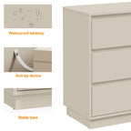3 Drawer Dresser Set of 2,Modern Endtable,Beige