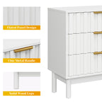 3 Drawer Dresser with Fluted Panel Design,Modern Endtable,White
