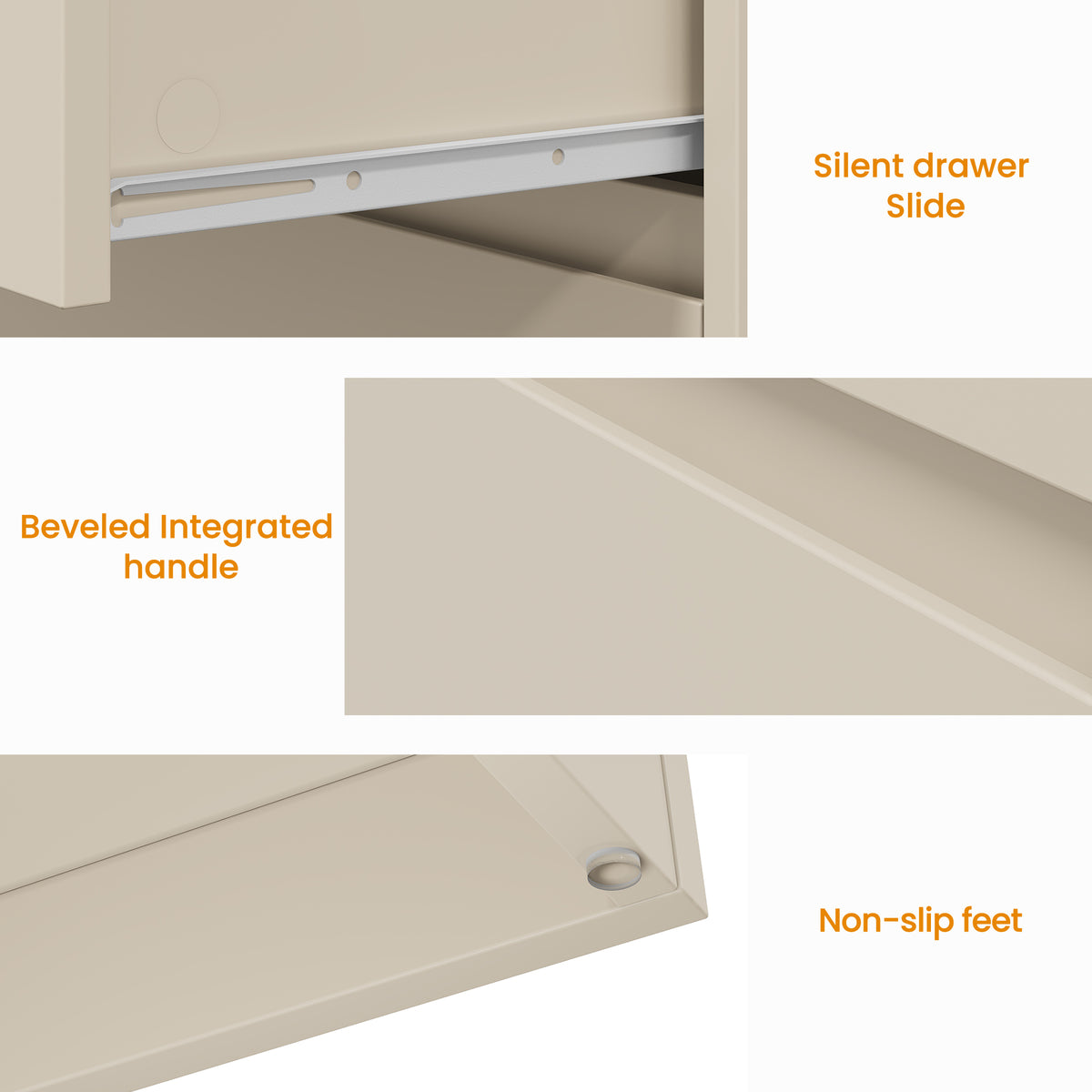 3 Drawer Dresser Set of 2,Modern Endtable,Beige