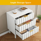 3 Drawer Dresser with Fluted Panel Design,Modern Endtable,White