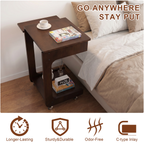 100% Solid Wood C Shape End Table,360° Adjustable & Foldable Desktop