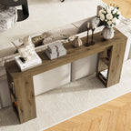63'' Long Console Table, Farmhouse Entryway Table with Storage