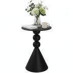 Luckybell Metal Round Martini Table,Vintage Drum Side End Table,Modern Nightstand Accent Pedestal Tables Drink Tables for Small Space Living Room, Bedroom,Black
