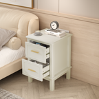 Modern Nightstand with 2 Drawers,Bedside Table with Gold Handles,Off White