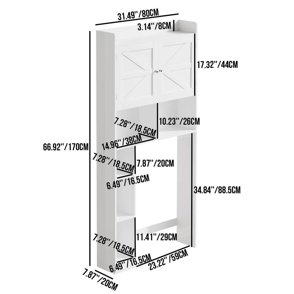 Over-The-Toilet Storage Cabinet with Adjustable Shelf Double Door